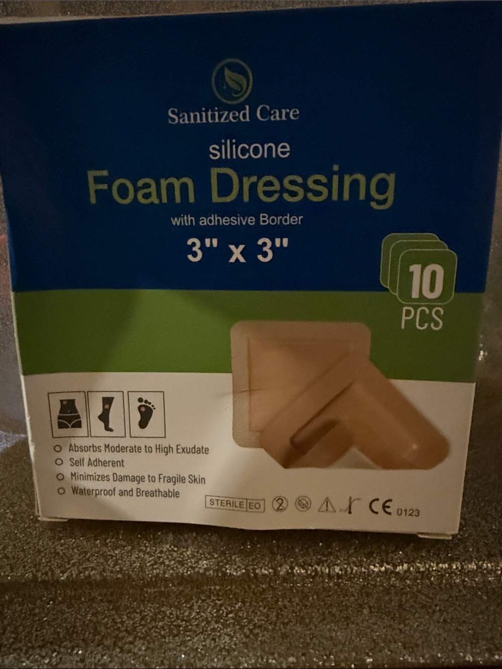 Sanitized Care Silicone Foam Dressing 3" x 3" - 10 pieces